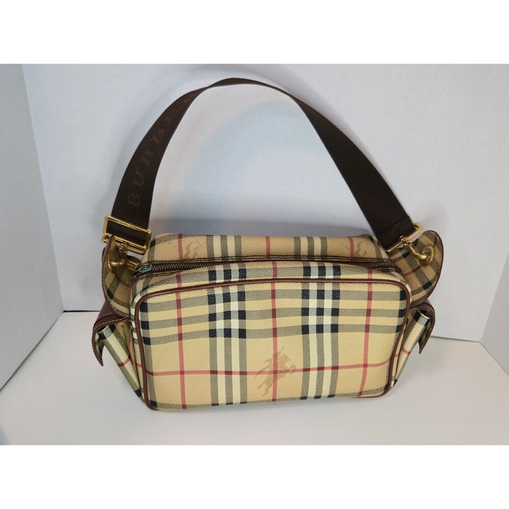 Vintage Burberry Check Handbag 2 Side Pockets Rare Style - Picture 2 of 16
